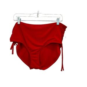 Outdoor Oasis Red Medium Coverage Adjustable Sides Swim Bottoms Size 0X NWT